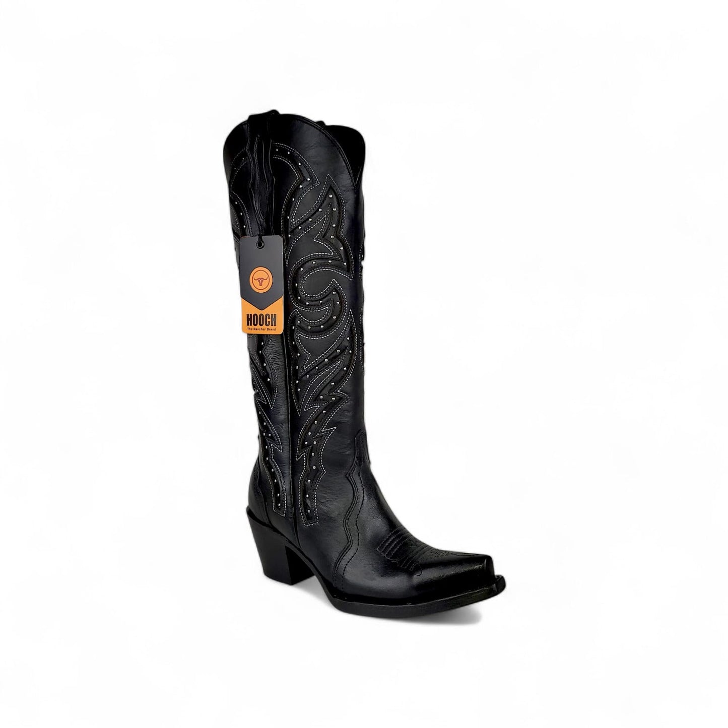 Womens Snip Toe Tall Western Boot Luna – Black Genuine Leather H26T9505