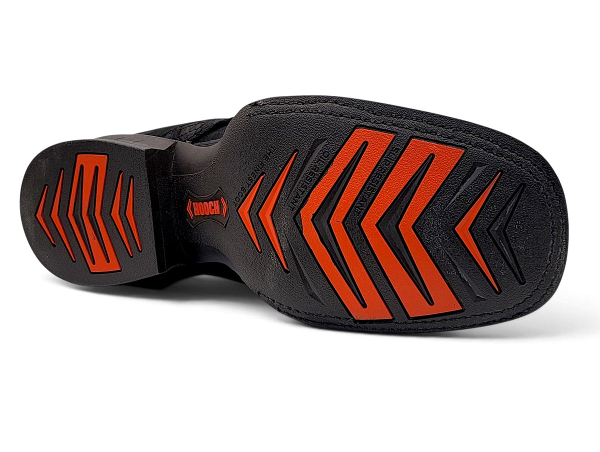 Men's black pirarucu print botin outsole