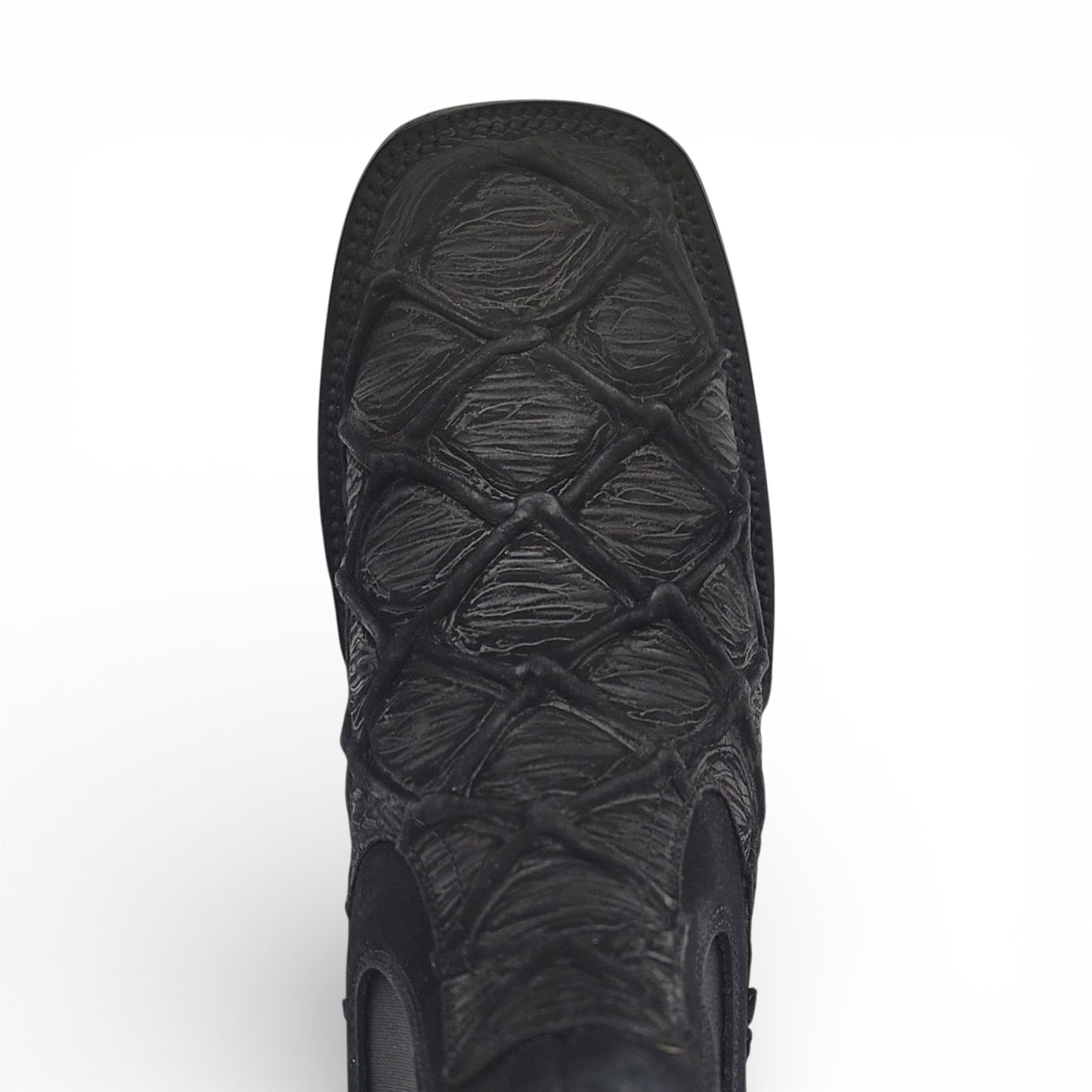 Mens Pirarucu Print Western Botin Black – Genuine Leather Square Toe H42RM7205