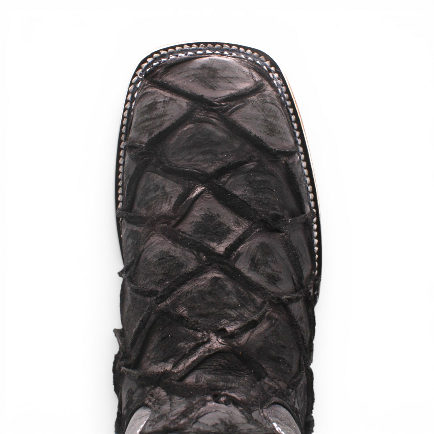Mens Pirarucu Print Boot Black – Square Toe Rubber Sole Leather Boot H520572