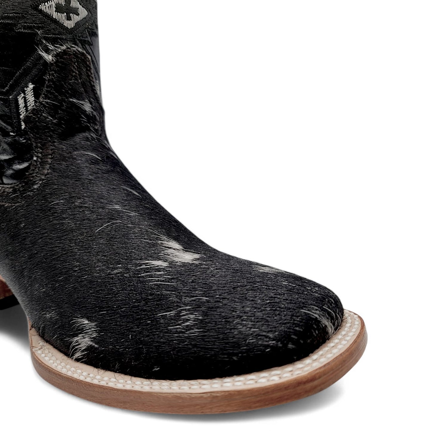 Mens Cowhide Hair Boot Midnight Edition – Unique Pattern Square Toe H523305