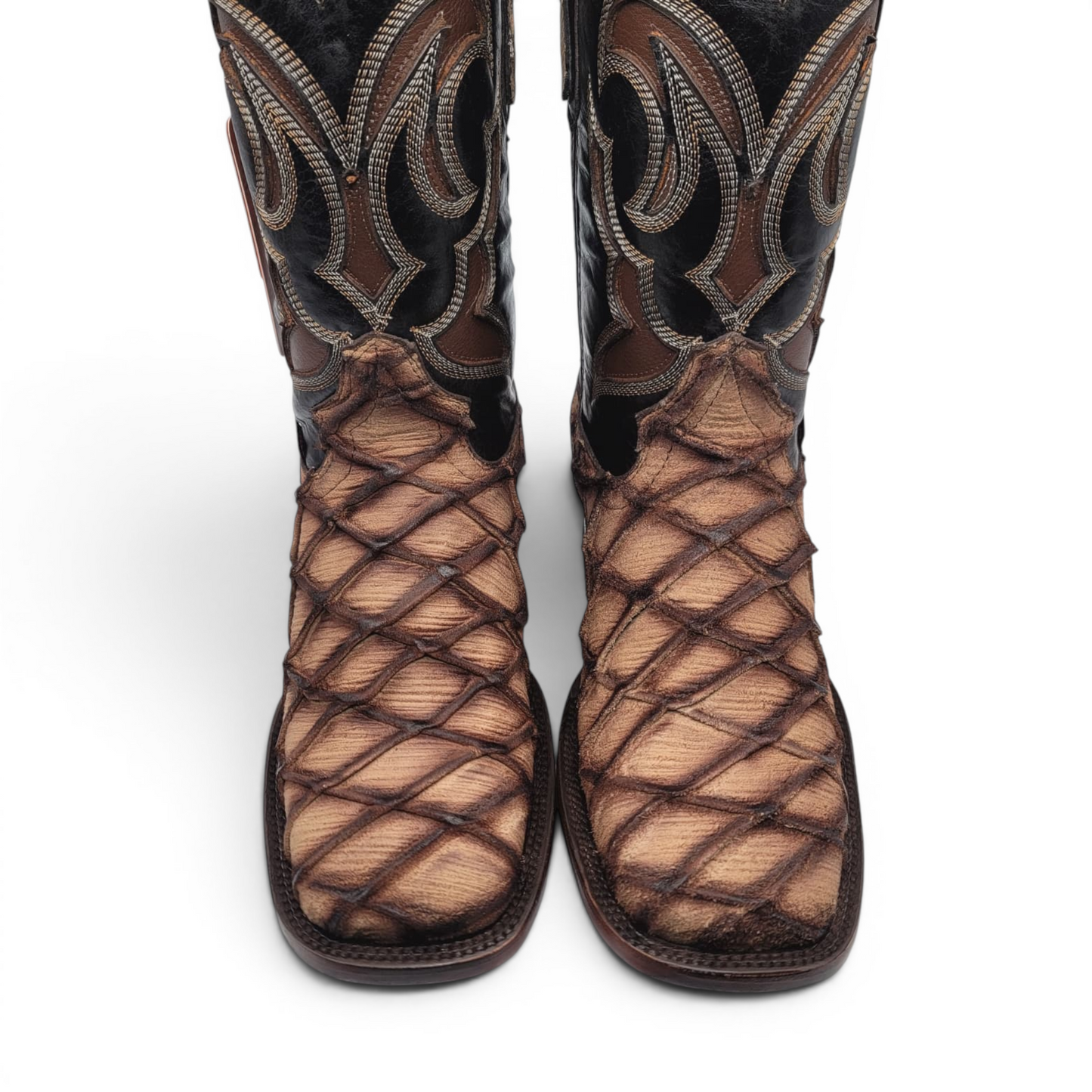 Mens Pirarucu Print Boot Orix – Nobuck Leather Square Toe Western Boot H52F1572