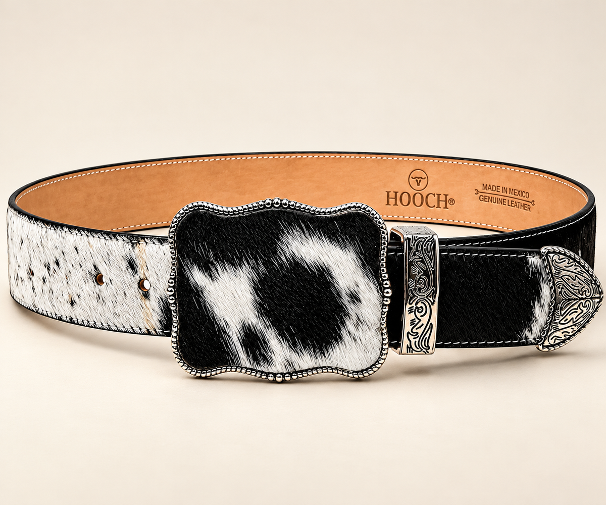 Womens genuine cowhide hair leather western belt HC-139