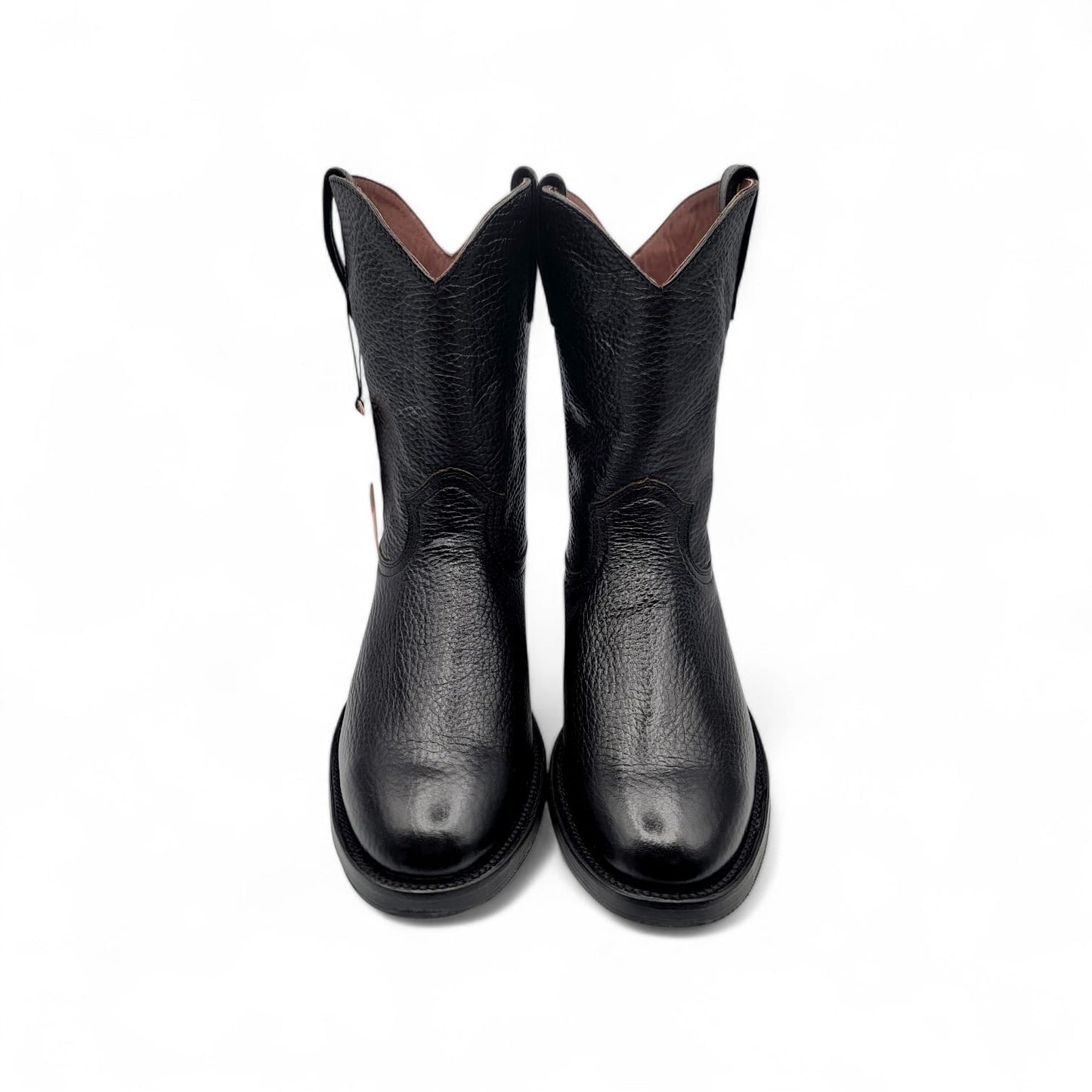 Mens Roper Boot Black – Soft Genuine Leather Round Toe Western Boot H52PR0572