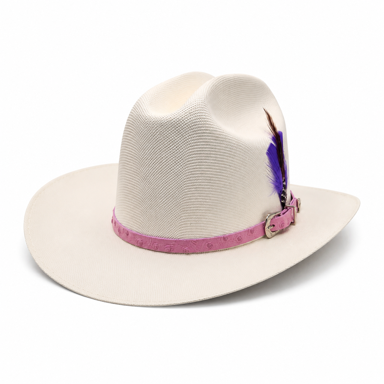Girls Virgen de Guadalupe Sombrero – Pink Band Western Vaquera Hat with Genuine Feather