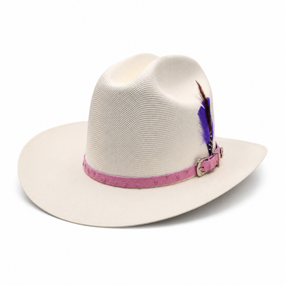 Girls Virgen de Guadalupe Sombrero – Pink Band Western Vaquera Hat with Genuine Feather