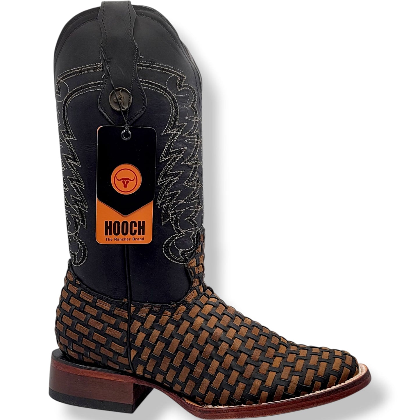 Womens Square Toe Petatillo Western Boot Black & Brown – Genuine Leather Handcrafted H223105