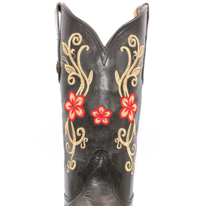 Women’s Square Toe Western Boots Gray Genuine Leather Embroidered 12” Shaft – H229509