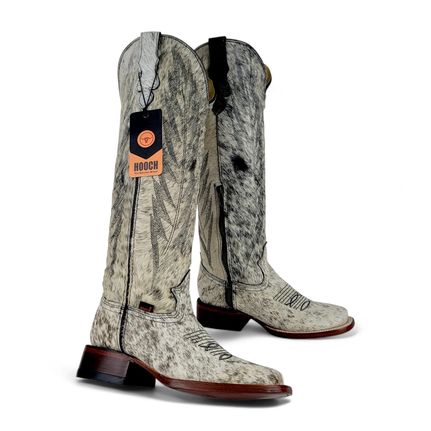 Womens Cowhide Hair Western Tall Boot – Square Toe with Zipper H24A3304