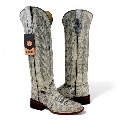 Womens Cowhide Hair Western Tall Boot – Square Toe with Zipper H24A3304