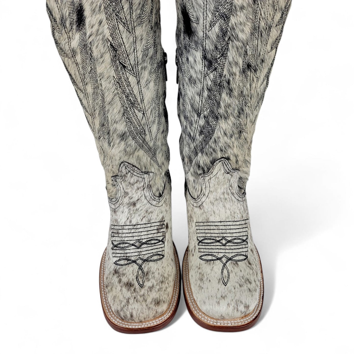 Womens Cowhide Hair Western Tall Boot – Square Toe with Zipper H24A3304
