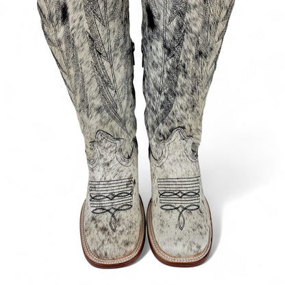 Womens Cowhide Hair Western Tall Boot – Square Toe with Zipper H24A3304