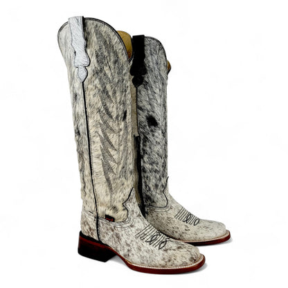 Womens Cowhide Hair Western Tall Boot – Square Toe with Zipper H24A3304