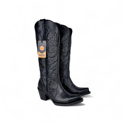 Womens Snip Toe Tall Western Boot Luna – Black Genuine Leather H26T9505