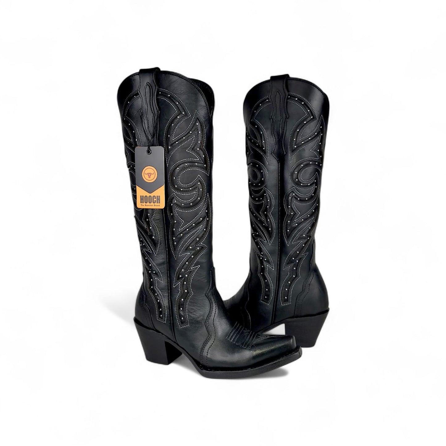 Womens Snip Toe Tall Western Boot Luna – Black Genuine Leather H26T9505