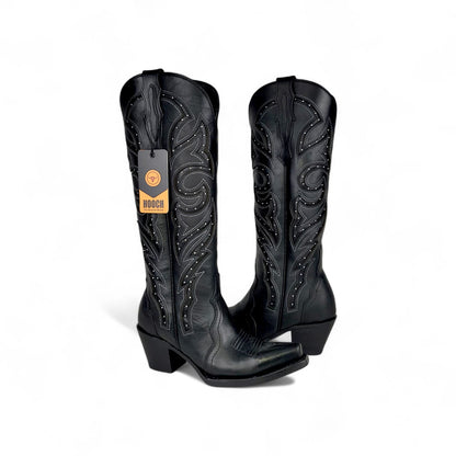 Womens Snip Toe Tall Western Boot Luna – Black Genuine Leather H26T9505