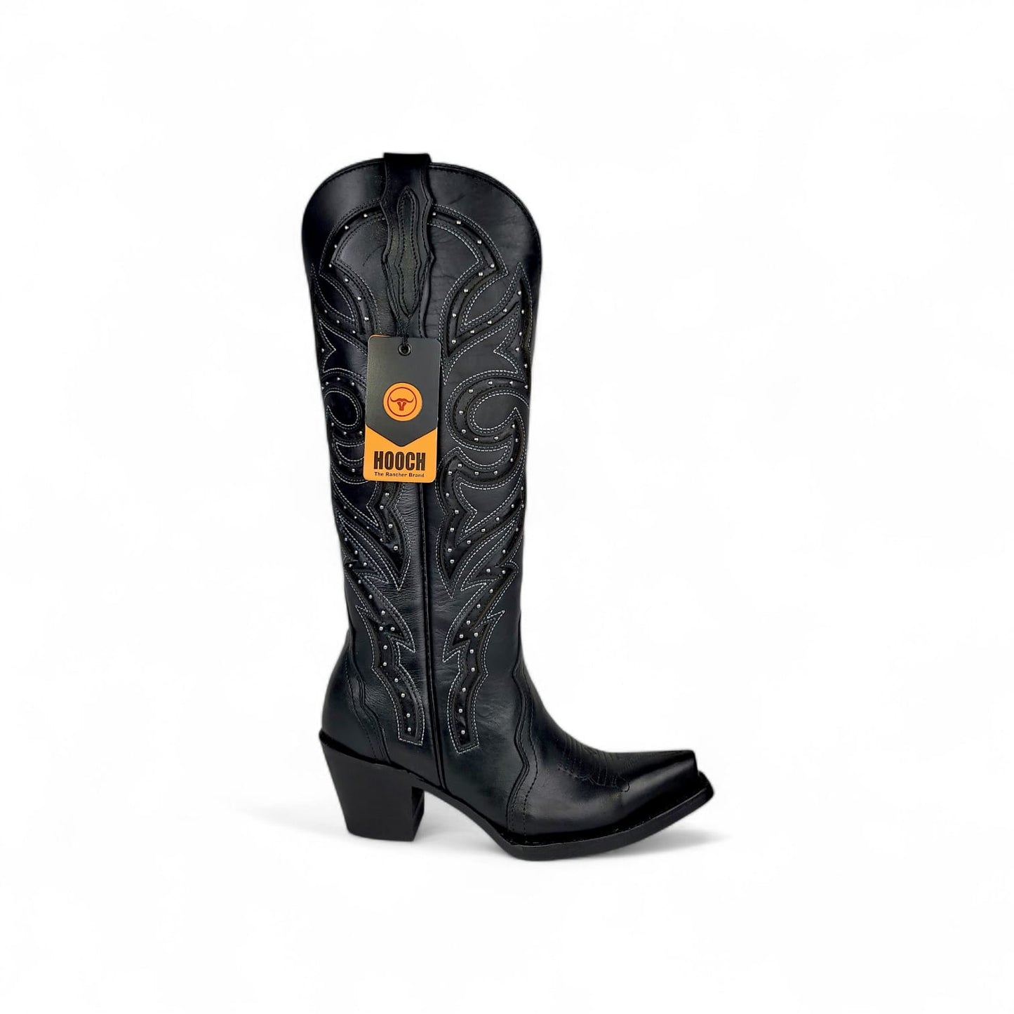 Womens Snip Toe Tall Western Boot Luna – Black Genuine Leather H26T9505