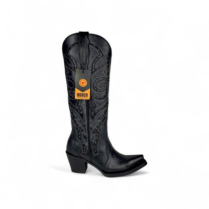 Womens Snip Toe Tall Western Boot Luna – Black Genuine Leather H26T9505