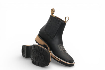 Mens Crazy Leather Boot Black – Lightweight Rubber Sole H42D2605