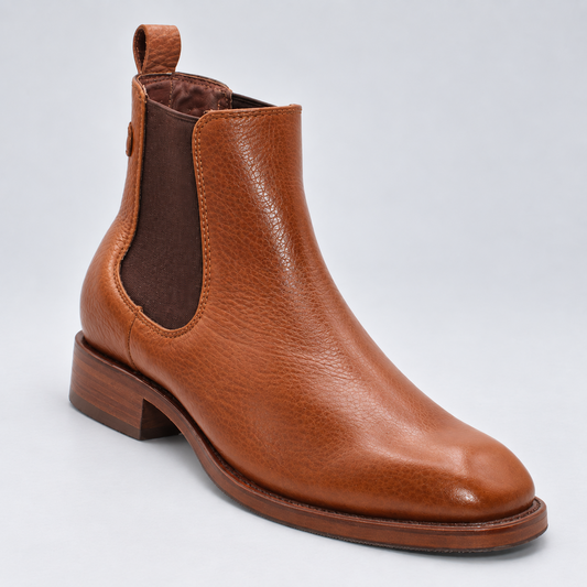 Men's honey Privo leather French toe Chelsea botin with brown elastic side panel
