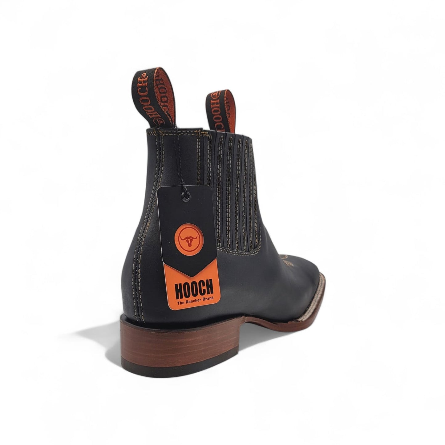 Mens Square Toe Botin – Genuine Grasso Leather Handcrafted Western Ankle Boot H42P2205