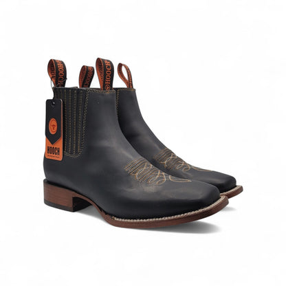 Mens Square Toe Botin – Genuine Grasso Leather Handcrafted Western Ankle Boot H42P2205