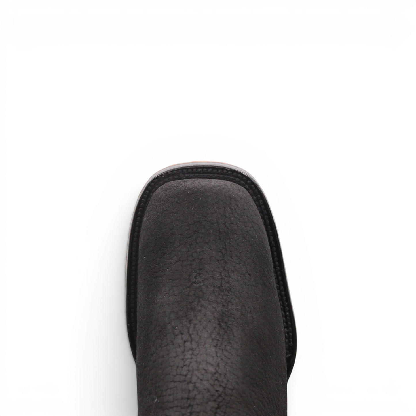 Mens Square Toe Botin Black – Bull Shoulder Leather Rubber Sole Western Boot H42PU0572