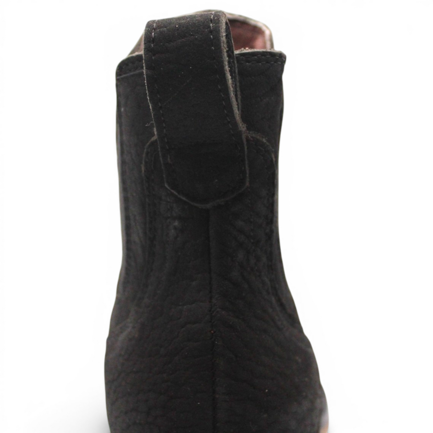 Mens Square Toe Botin Black – Bull Shoulder Leather Rubber Sole Western Boot H42PU0572
