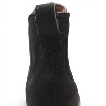 Mens Square Toe Botin Black – Bull Shoulder Leather Rubber Sole Western Boot H42PU0572