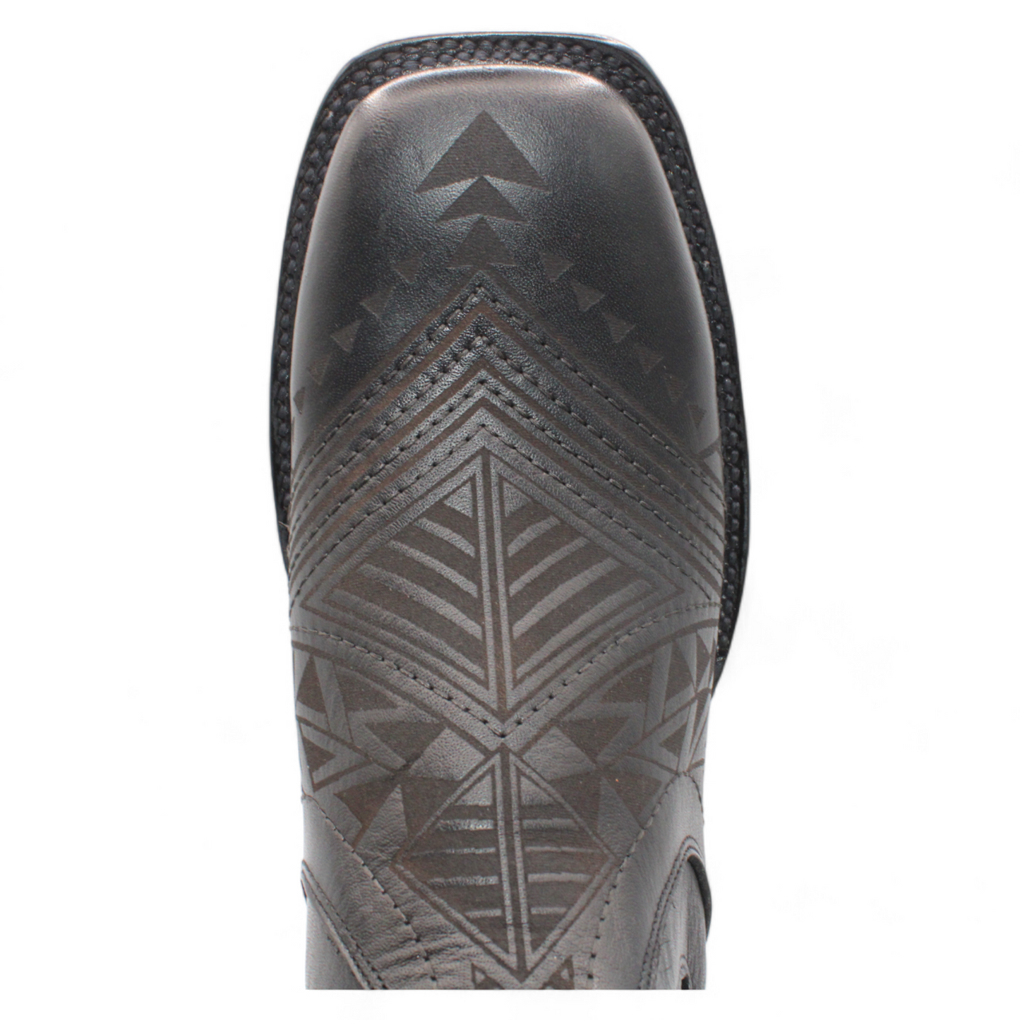 Men’s Square Toe Leather Botin – Laser Engraved Vamp- Black