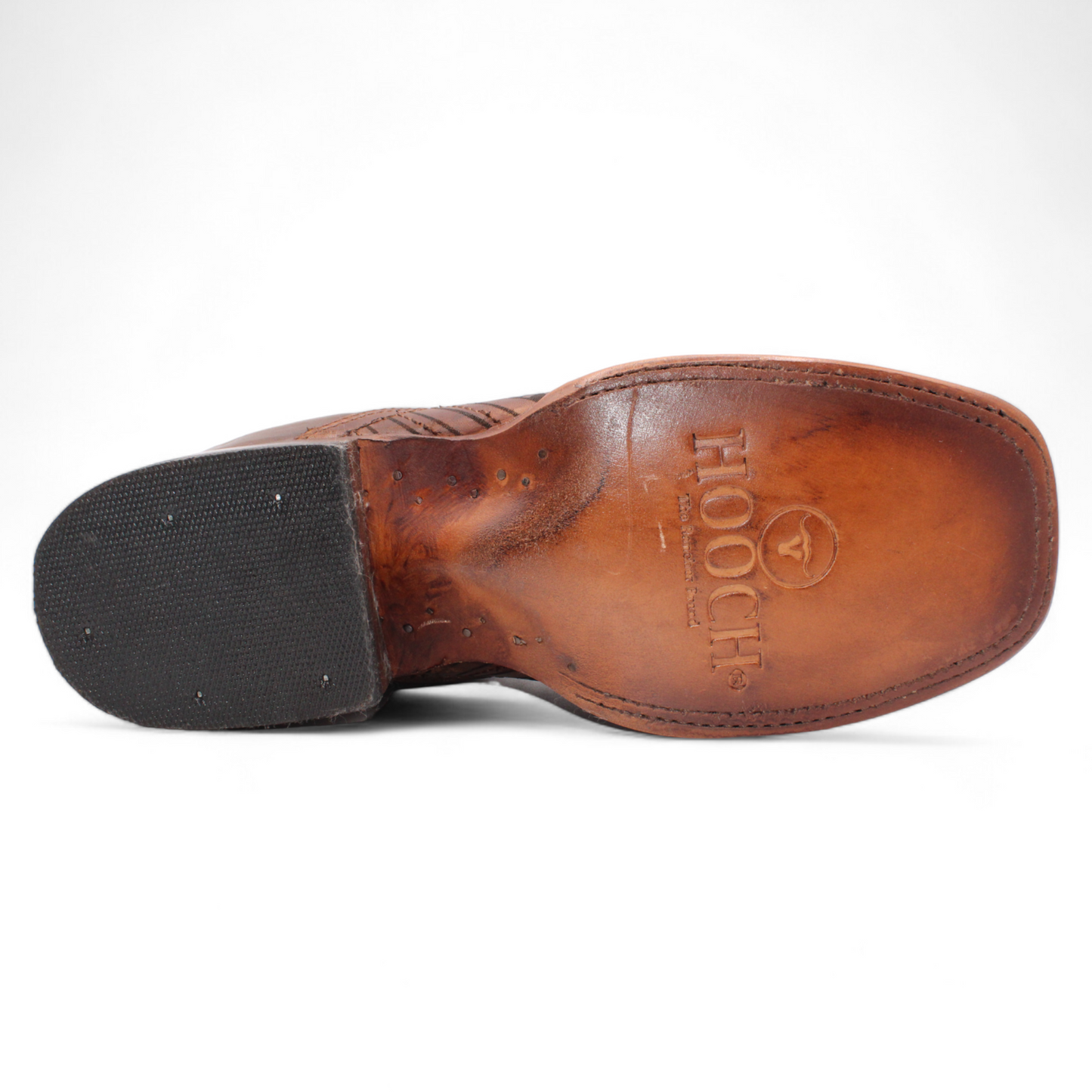 Men’s Square Toe Leather Botin – Laser Engraved Vamp - Honey