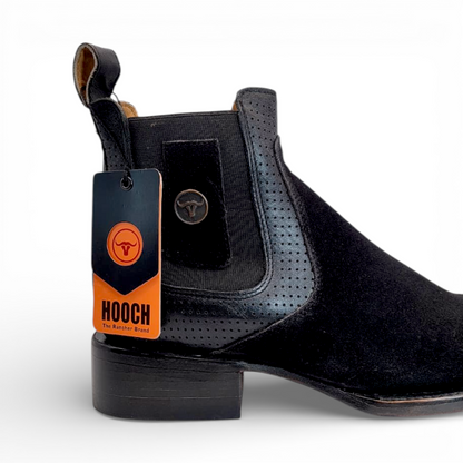 Men’s Suede Leather Botin in Black – H42R2805