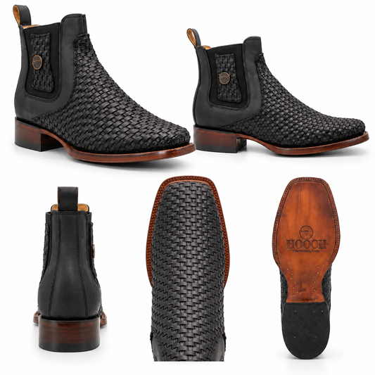 Mens Black Square Toe Petatillo Botin H42R3105