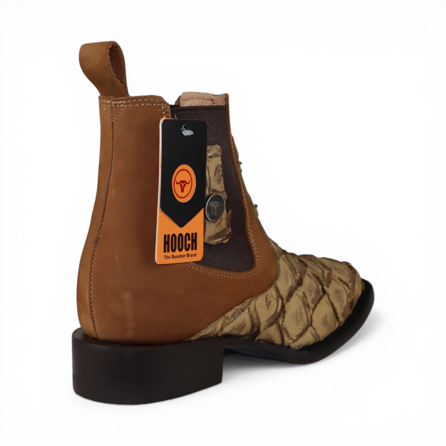 Mens Pirarucu Print Botin Orix – Square Toe Genuine Leather Western Boot H42RM7215