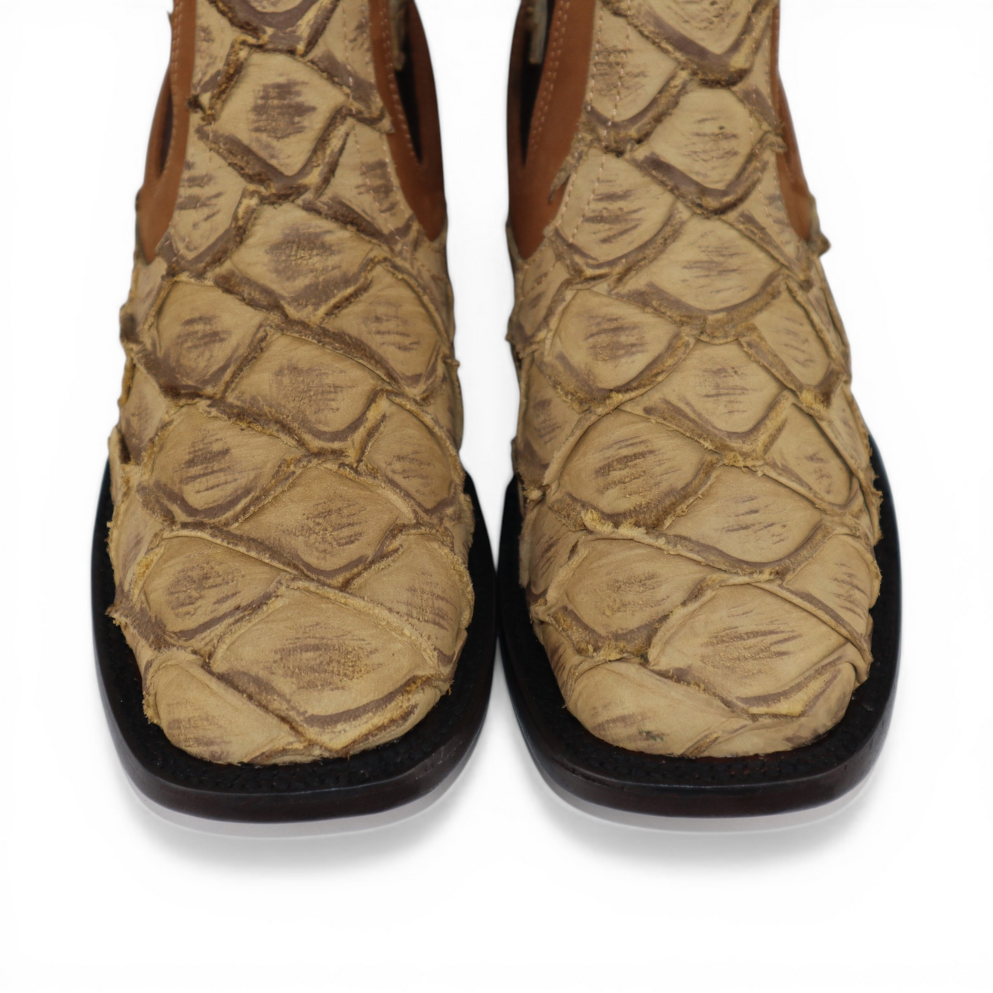 Mens Pirarucu Print Botin Orix – Square Toe Genuine Leather Western Boot H42RM7215