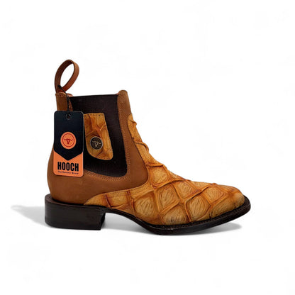 Mens Honey Exotic Print Western Botin – Embossed Leather Wide Square Toe H42RM7251