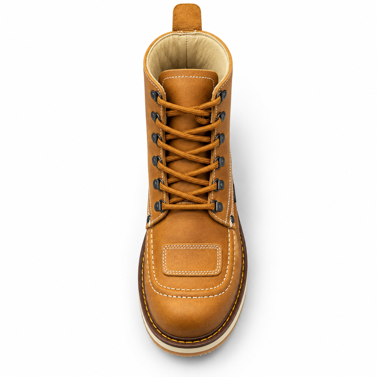 H50151 honey tan leather work boot top view