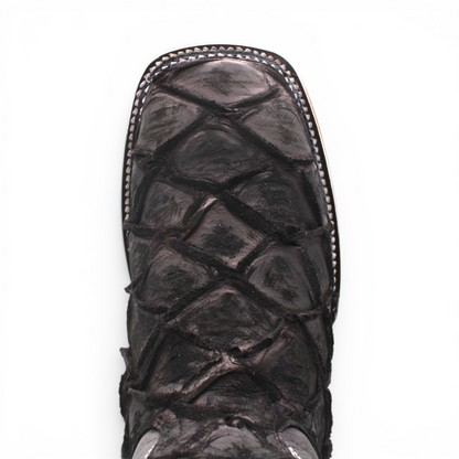 Mens Pirarucu Print Boot Black – Square Toe Rubber Sole Leather Boot H520572