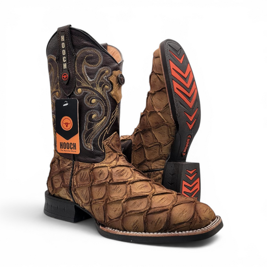Mens Pirarucu Print Boot Orix – Square Toe Rubber Sole Leather Boot H521572