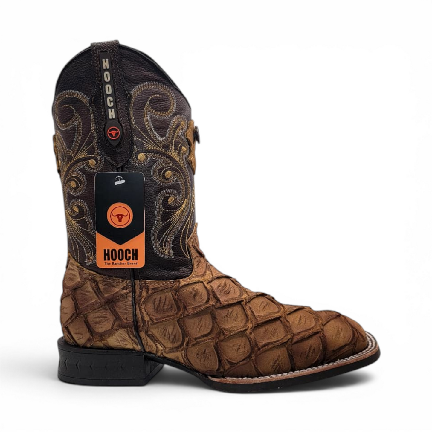 Mens Pirarucu Print Boot Orix – Square Toe Rubber Sole Leather Boot H521572