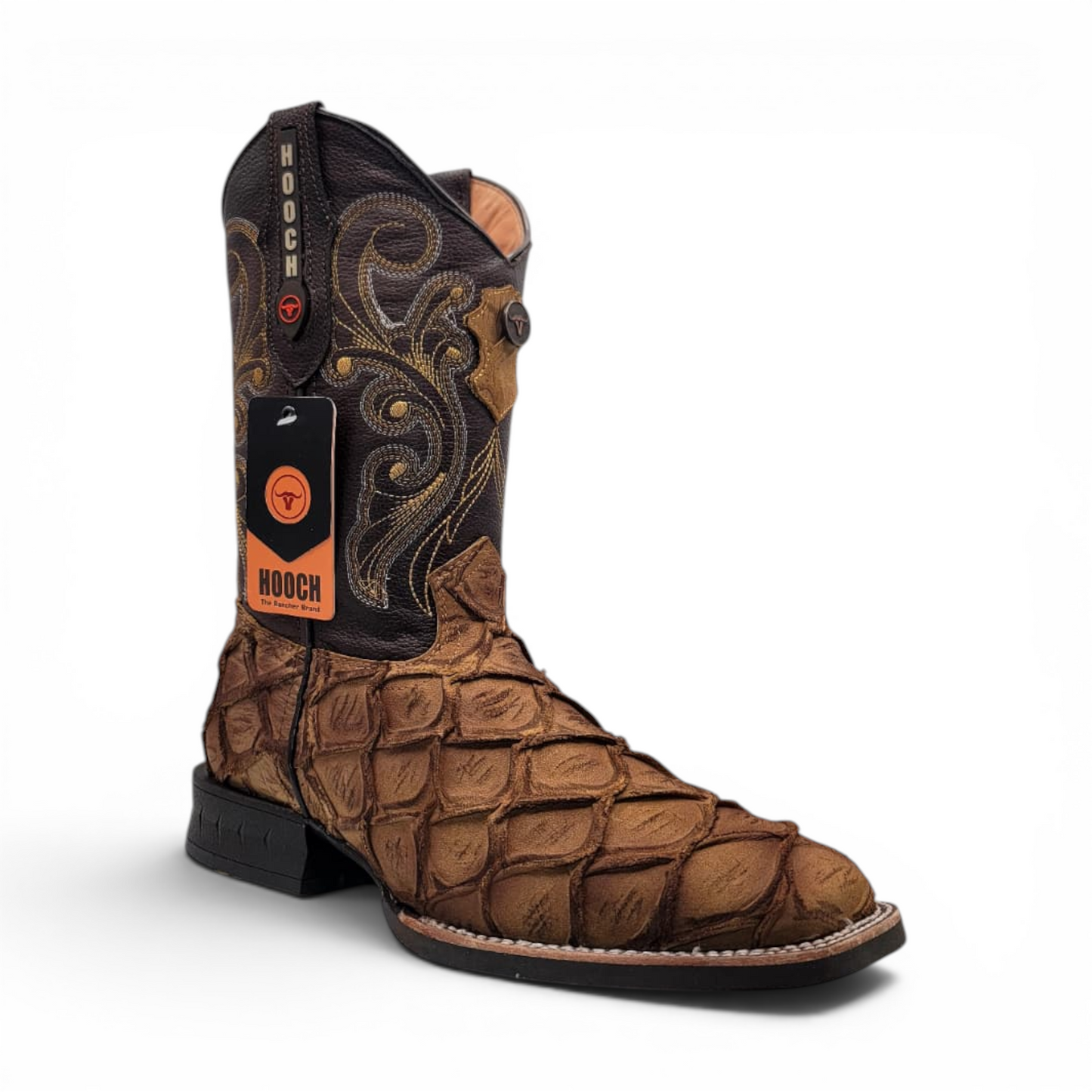 Mens Pirarucu Print Boot Orix – Square Toe Rubber Sole Leather Boot H521572