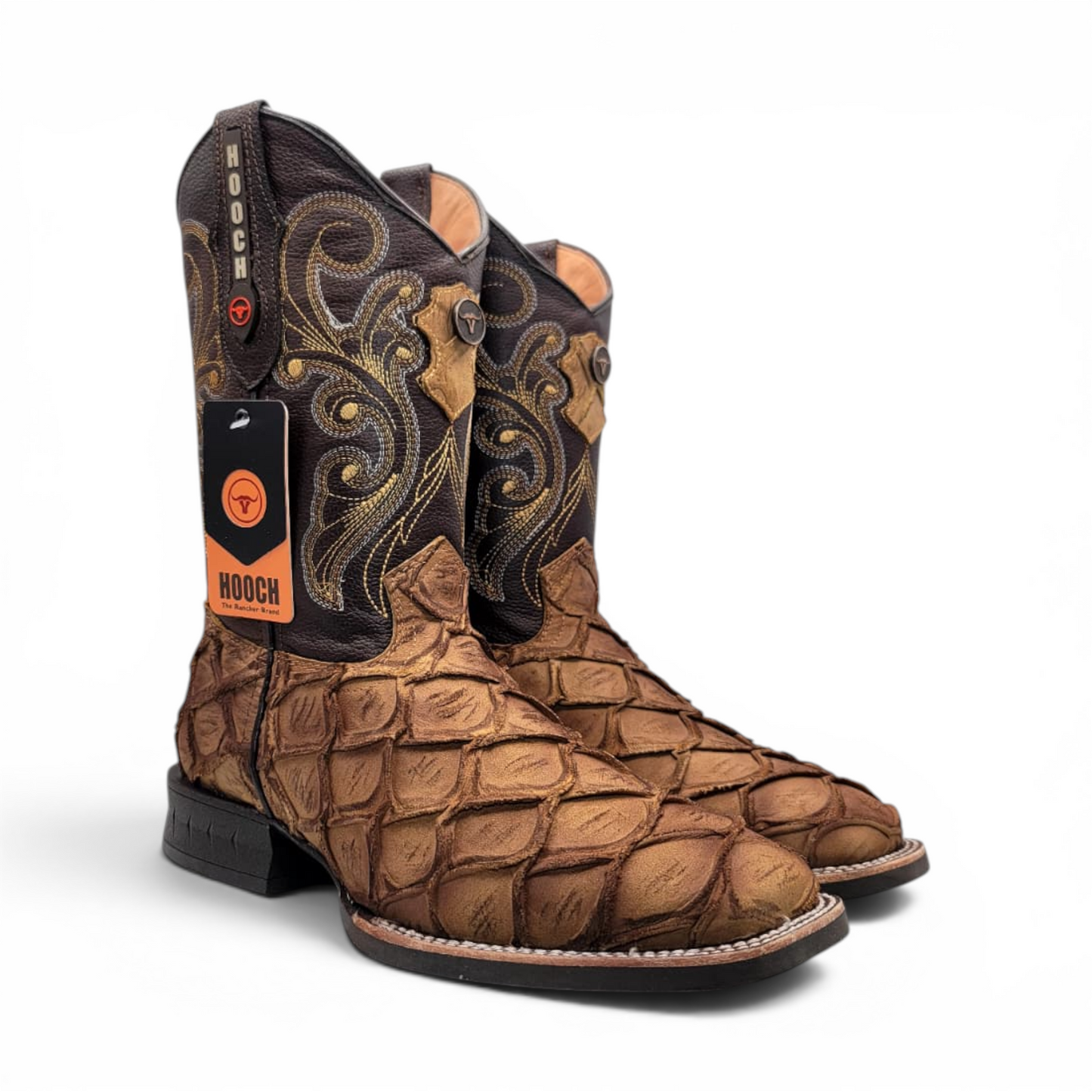 Mens Pirarucu Print Boot Orix – Square Toe Rubber Sole Leather Boot H521572