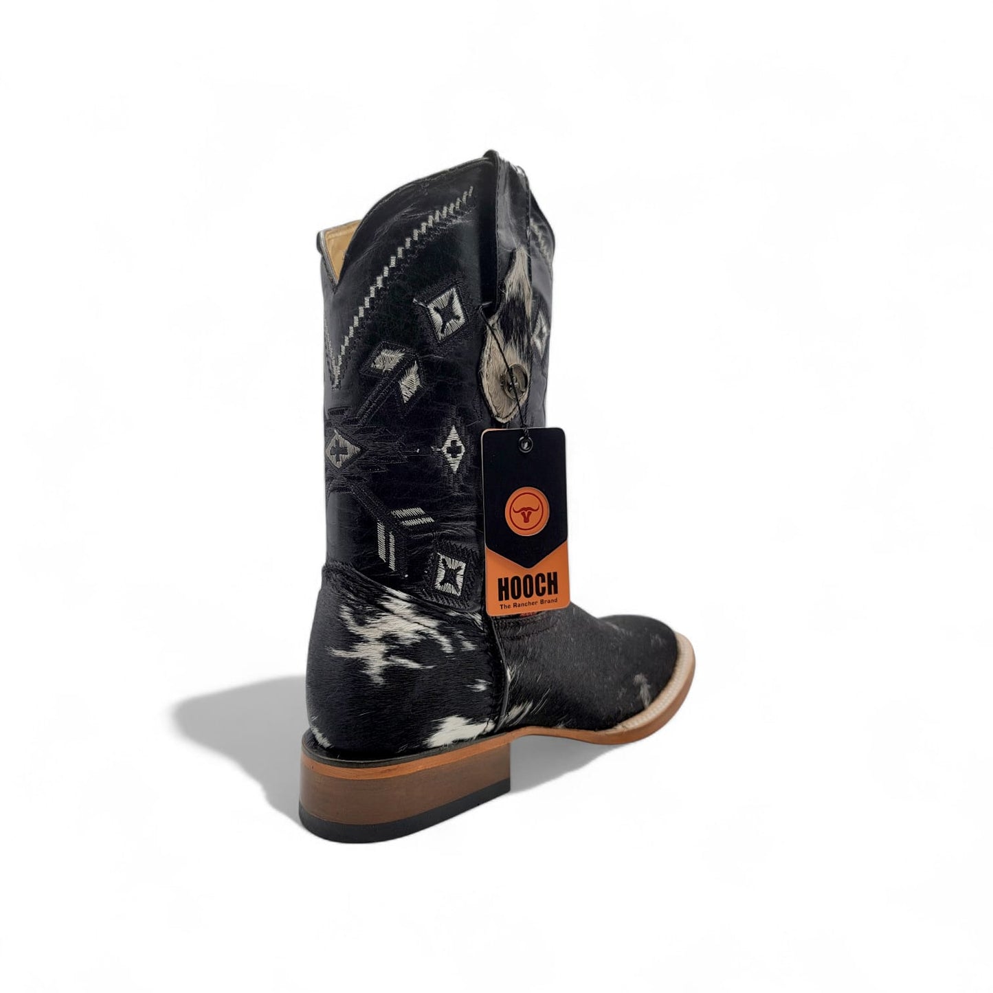 Mens Cowhide Hair Boot Midnight Edition – Unique Pattern Square Toe H523305
