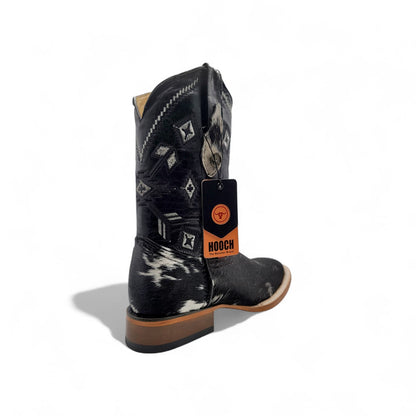 Mens Cowhide Hair Boot Midnight Edition – Unique Pattern Square Toe H523305
