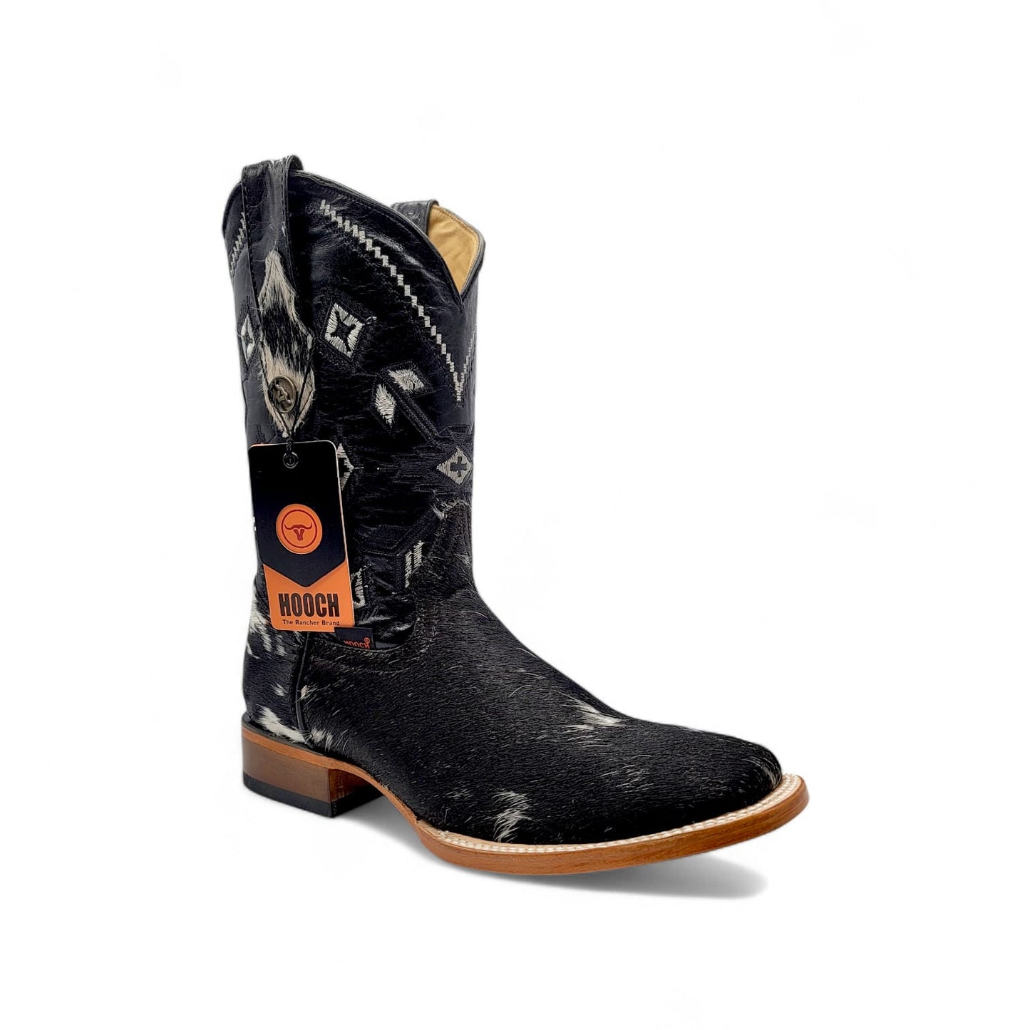 Mens Cowhide Hair Boot Midnight Edition – Unique Pattern Square Toe H523305