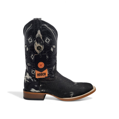Mens Cowhide Hair Boot Midnight Edition – Unique Pattern Square Toe H523305