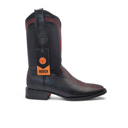 Mens Red Embossed Python Print Western Boot – Genuine Leather Square Toe H526318