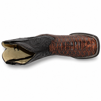 Men's Shedron python-print genuine leather cowboy boot H526350 overhead view