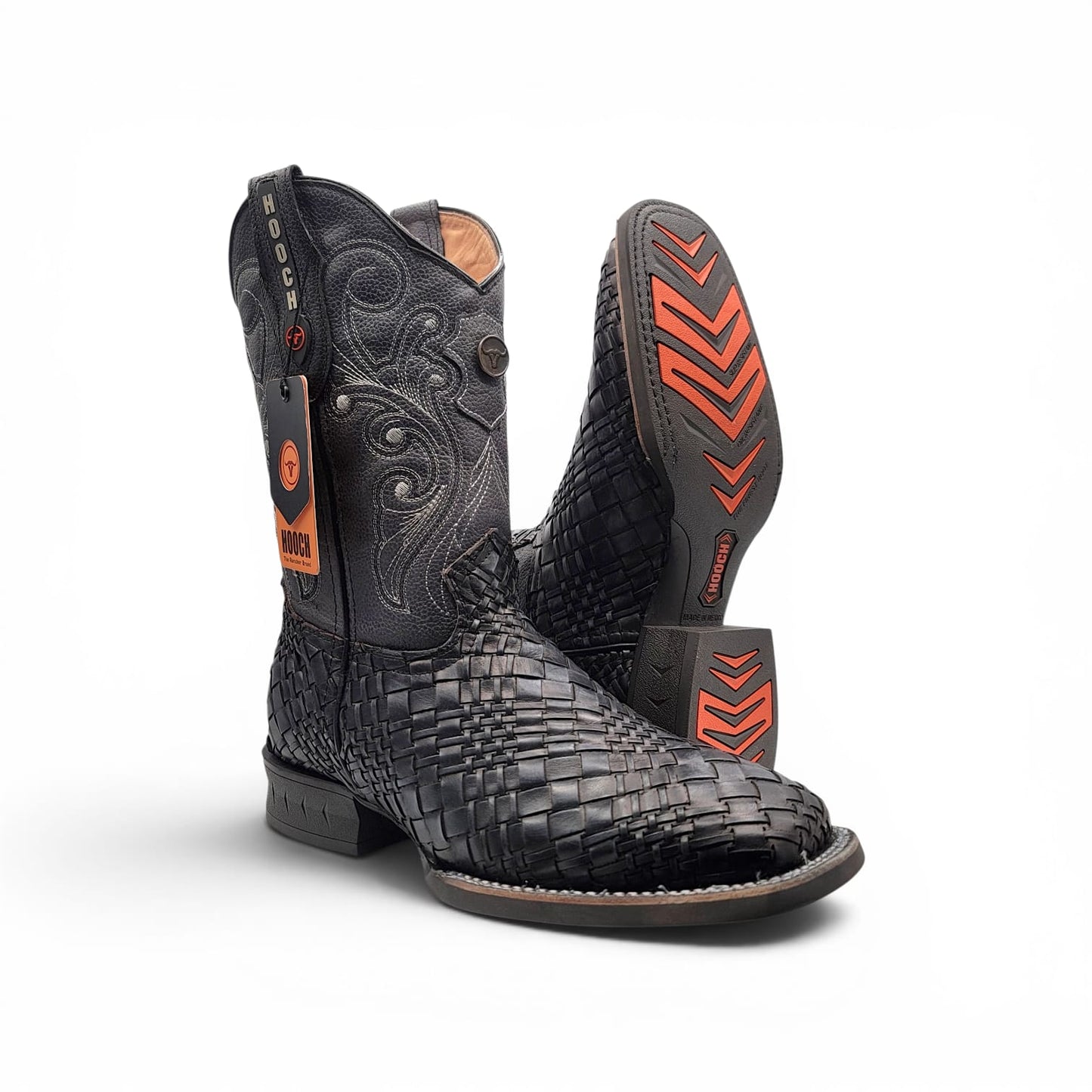 Mens Petatillo Square Toe Boot – Rubber Sole Genuine Leather Western Boot