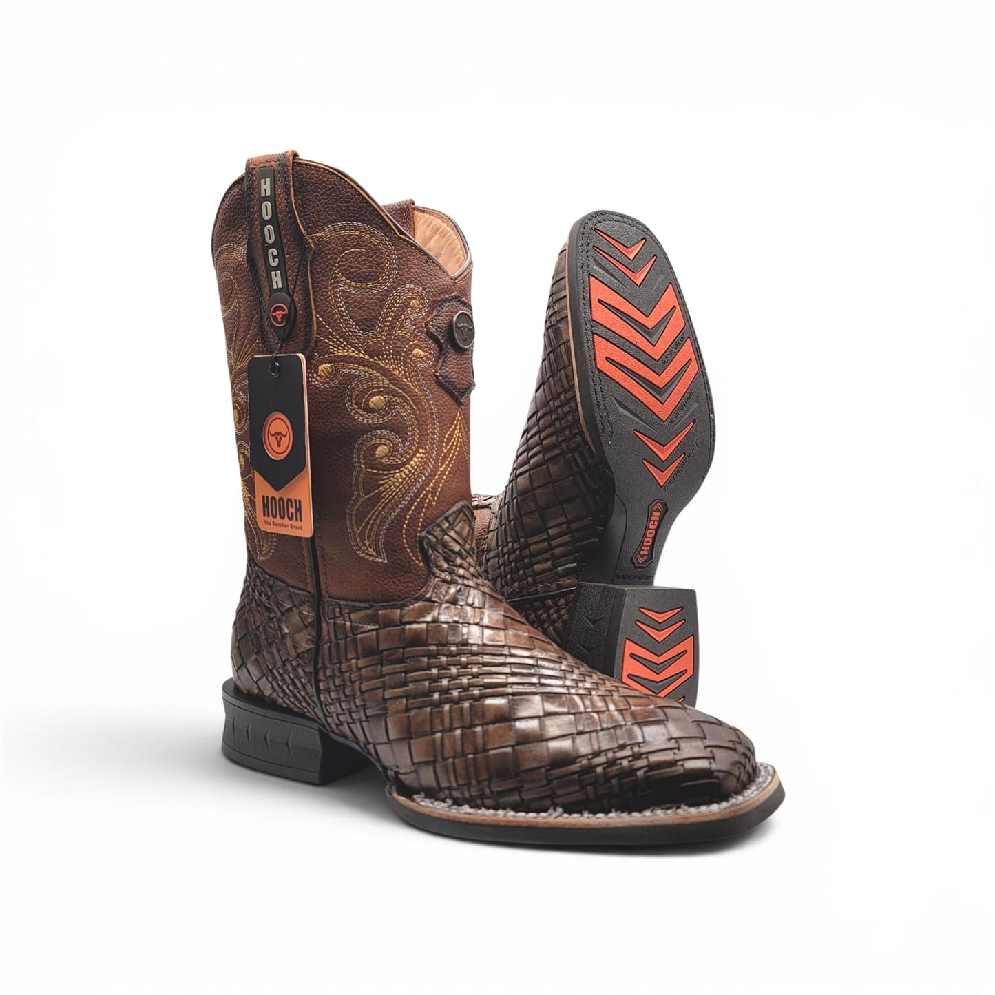 Mens Petatillo Square Toe Boot – Rubber Sole Genuine Leather Western Boot